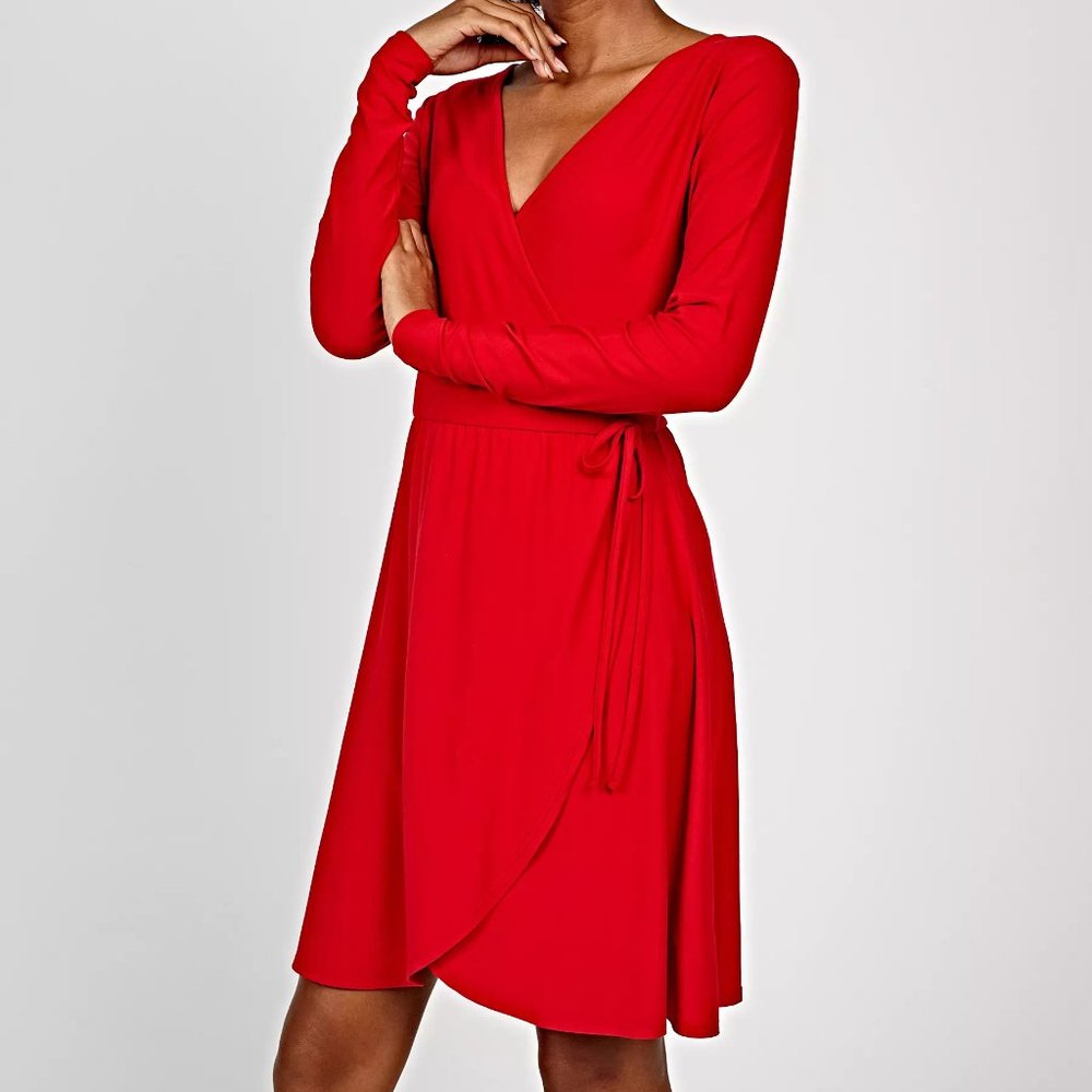 NWT Wrap Style Dress in Scarlet Red